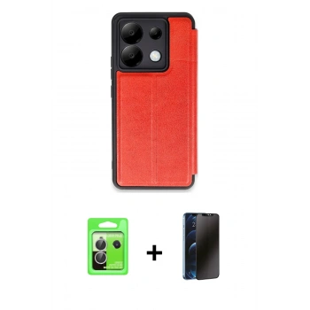 MARSİLYAN™- Redmi Note 13 Pro 5G Kılıf Zirve Yansıma Serisi - Siyah 3D Antistatik Hayalet Cam Ekran Koruyucu + Raze Metal Kamera Lens - GS
