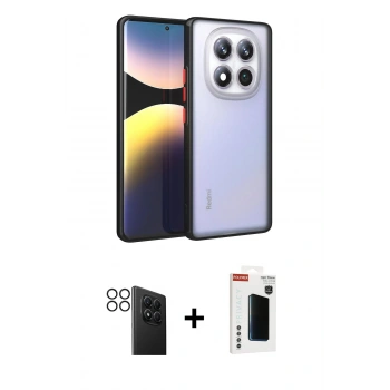 MARSİLYAN™- Redmi Note 14 Pro 4G Kılıf Ahenk Çizgi Serisi - Şeffaf Hayalet Polymer Nano Ekran Koruyucu + PVD Metal Kamera Lens - SH