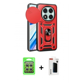 MARSİLYAN™- Redmi Note 14 Pro 4G Kılıf Ahenk Klasik - Şeffaf Hayalet Polymer Nano Ekran Koruyucu + Raze Metal Kamera Lens - GS