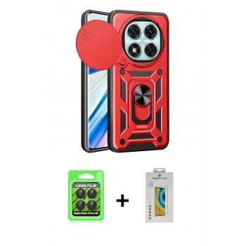 MARSİLYAN™- Redmi Note 14 Pro 4G Kılıf Ahenk Klasik - Şeffaf Polymer Nano Ekran Koruyucu + Raze Metal Kamera Lens - SH