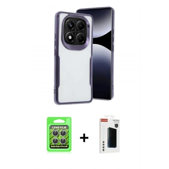 MARSİLYAN™- Redmi Note 14 Pro 4G Kılıf Akış Çizgi Koleksiyonu - Şeffaf Hayalet Polymer Nano Ekran Koruyucu + Raze Metal Kamera Lens - GS