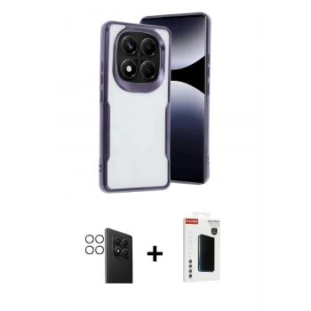 MARSİLYAN™- Redmi Note 14 Pro 4G Kılıf Akış Çizgi Koleksiyonu - Şeffaf Hayalet Polymer Nano Ekran Koruyucu + PVD Metal Kamera Lens - GS