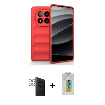 MARSİLYAN™- Redmi Note 14 Pro 4G Kılıf Atlas Koleksiyonu - Şeffaf Polymer Nano Ekran Koruyucu + PVD Metal Kamera Lens - GS