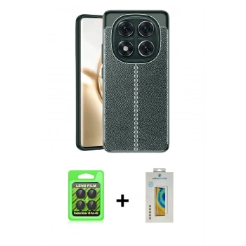 MARSİLYAN™- Redmi Note 14 Pro 4G Kılıf Doruk Klasik Özel Seri - Şeffaf Polymer Nano Ekran Koruyucu + Raze Metal Kamera Lens - SH
