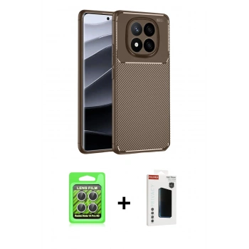 MARSİLYAN™- Redmi Note 14 Pro 4G Kılıf Eksen Form Prime - Şeffaf Hayalet Polymer Nano Ekran Koruyucu + Raze Metal Kamera Lens - GS