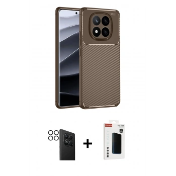 MARSİLYAN™- Redmi Note 14 Pro 4G Kılıf Eksen Form Prime - Şeffaf Hayalet Polymer Nano Ekran Koruyucu + PVD Metal Kamera Lens - SH