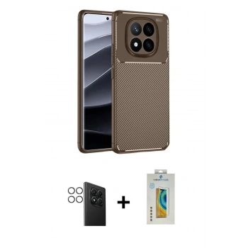 MARSİLYAN™- Redmi Note 14 Pro 4G Kılıf Eksen Form Prime - Şeffaf Polymer Nano Ekran Koruyucu + PVD Metal Kamera Lens - GS