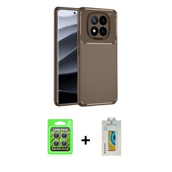 MARSİLYAN™- Redmi Note 14 Pro 4G Kılıf Eksen Form Prime - Şeffaf Polymer Nano Ekran Koruyucu + Raze Metal Kamera Lens - GS