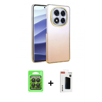 MARSİLYAN™- Redmi Note 14 Pro 4G Kılıf Kıvılcım Minimal Özel Seri - Şeffaf Hayalet Polymer Nano Ekran Koruyucu + Raze Metal Kamera Lens - SH