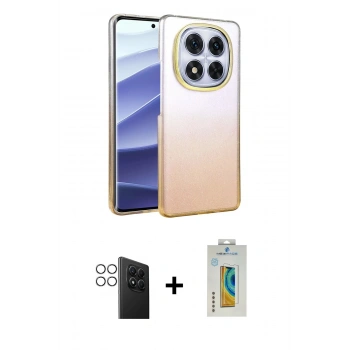 MARSİLYAN™- Redmi Note 14 Pro 4G Kılıf Kıvılcım Minimal Özel Seri - Şeffaf Polymer Nano Ekran Koruyucu + PVD Metal Kamera Lens - GS
