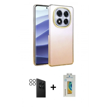 MARSİLYAN™- Redmi Note 14 Pro 4G Kılıf Kıvılcım Minimal Özel Seri - Şeffaf Polymer Nano Ekran Koruyucu + PVD Metal Kamera Lens - SH