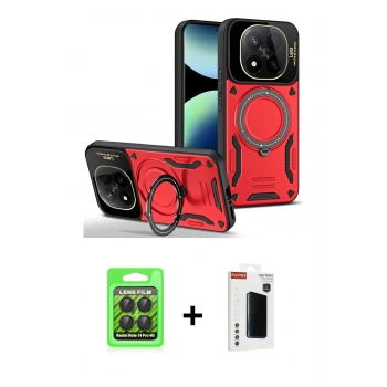MARSİLYAN™- Redmi Note 14 Pro 4G Kılıf Kıvılcım Modern Serisi - Şeffaf Hayalet Polymer Nano Ekran Koruyucu + Raze Metal Kamera Lens - SH