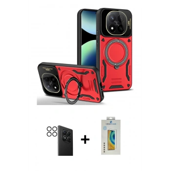 MARSİLYAN™- Redmi Note 14 Pro 4G Kılıf Kıvılcım Modern Serisi - Şeffaf Polymer Nano Ekran Koruyucu + PVD Metal Kamera Lens - SH