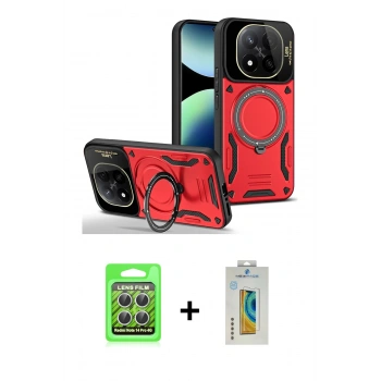 MARSİLYAN™- Redmi Note 14 Pro 4G Kılıf Kıvılcım Modern Serisi - Şeffaf Polymer Nano Ekran Koruyucu + Raze Metal Kamera Lens - GS