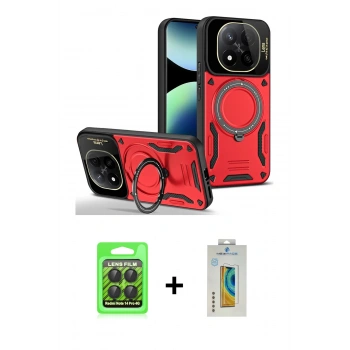 MARSİLYAN™- Redmi Note 14 Pro 4G Kılıf Kıvılcım Modern Serisi - Şeffaf Polymer Nano Ekran Koruyucu + Raze Metal Kamera Lens - SH