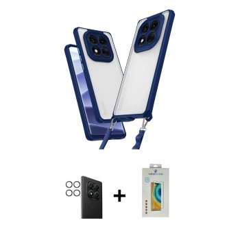 MARSİLYAN™- Redmi Note 14 Pro 4G Kılıf Ufuk Klasik - Şeffaf Polymer Nano Ekran Koruyucu + PVD Metal Kamera Lens - GS