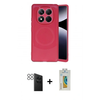 MARSİLYAN™- Redmi Note 14 Pro 4G Kılıf Ufuk Serisi - Şeffaf Polymer Nano Ekran Koruyucu + PVD Metal Kamera Lens - SH