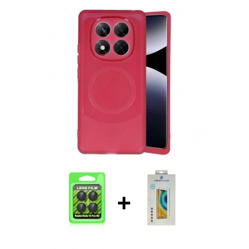 MARSİLYAN™- Redmi Note 14 Pro 4G Kılıf Ufuk Serisi - Şeffaf Polymer Nano Ekran Koruyucu + Raze Metal Kamera Lens - SH