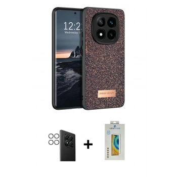 MARSİLYAN™- Redmi Note 14 Pro 4G Kılıf Vadi Klasik Serisi - Şeffaf Polymer Nano Ekran Koruyucu + PVD Metal Kamera Lens - GS