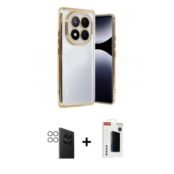 MARSİLYAN™- Redmi Note 14 Pro 4G Kılıf Vadi Minimal - Şeffaf Hayalet Polymer Nano Ekran Koruyucu + PVD Metal Kamera Lens - GS