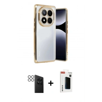 MARSİLYAN™- Redmi Note 14 Pro 4G Kılıf Vadi Minimal - Şeffaf Hayalet Polymer Nano Ekran Koruyucu + PVD Metal Kamera Lens - SH