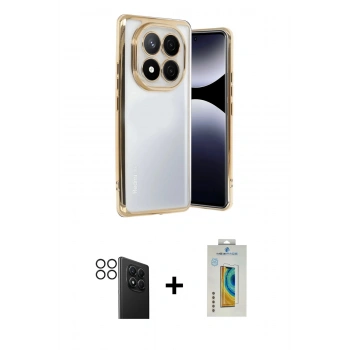 MARSİLYAN™- Redmi Note 14 Pro 4G Kılıf Vadi Minimal - Şeffaf Polymer Nano Ekran Koruyucu + PVD Metal Kamera Lens - SH