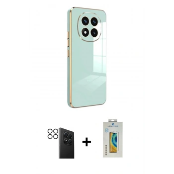 MARSİLYAN™- Redmi Note 14 Pro 4G Kılıf Yankı Serisi - Şeffaf Polymer Nano Ekran Koruyucu + PVD Metal Kamera Lens - SH