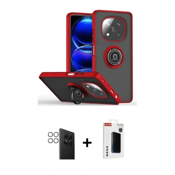 MARSİLYAN™- Redmi Note 14 Pro 4G Kılıf Yörünge Çizgi - Şeffaf Hayalet Polymer Nano Ekran Koruyucu + PVD Metal Kamera Lens - GS