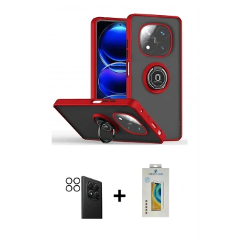 MARSİLYAN™- Redmi Note 14 Pro 4G Kılıf Yörünge Çizgi - Şeffaf Polymer Nano Ekran Koruyucu + PVD Metal Kamera Lens - SH