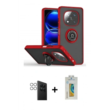 MARSİLYAN™- Redmi Note 14 Pro 4G Kılıf Yörünge Çizgi - Şeffaf Polymer Nano Ekran Koruyucu + PVD Metal Kamera Lens - GS