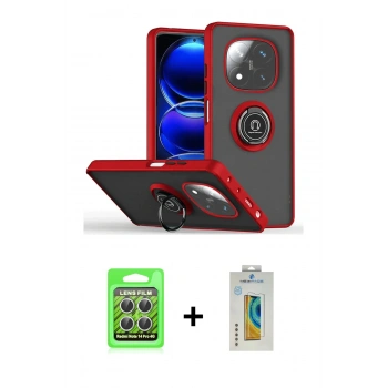 MARSİLYAN™- Redmi Note 14 Pro 4G Kılıf Yörünge Çizgi - Şeffaf Polymer Nano Ekran Koruyucu + Raze Metal Kamera Lens - GS