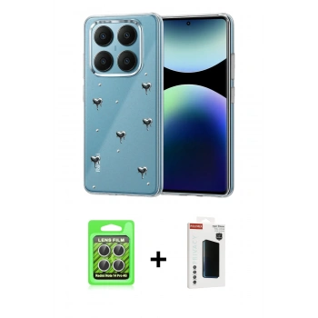 MARSİLYAN™- Redmi Note 14 Pro 4G Kılıf Yörünge Form - Şeffaf Hayalet Polymer Nano Ekran Koruyucu + Raze Metal Kamera Lens - GS