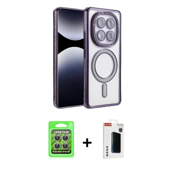 MARSİLYAN™- Redmi Note 14 Pro 4G Kılıf Zirve Doku Prime - Şeffaf Hayalet Polymer Nano Ekran Koruyucu + Raze Metal Kamera Lens - GS