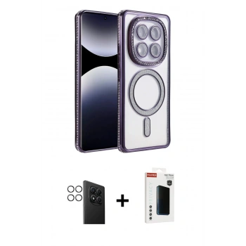 MARSİLYAN™- Redmi Note 14 Pro 4G Kılıf Zirve Doku Prime - Şeffaf Hayalet Polymer Nano Ekran Koruyucu + PVD Metal Kamera Lens - GS
