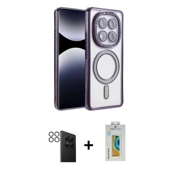 MARSİLYAN™- Redmi Note 14 Pro 4G Kılıf Zirve Doku Prime - Şeffaf Polymer Nano Ekran Koruyucu + PVD Metal Kamera Lens - SH