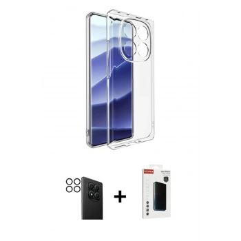 MARSİLYAN™- Redmi Note 14 Pro 4G Kılıf Zirve Doku - Şeffaf Hayalet Polymer Nano Ekran Koruyucu + PVD Metal Kamera Lens - SH