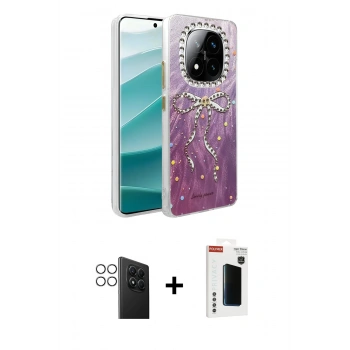 MARSİLYAN™- Redmi Note 14 Pro 4G Kılıf Zirve Modern Prime - Şeffaf Hayalet Polymer Nano Ekran Koruyucu + PVD Metal Kamera Lens - GS