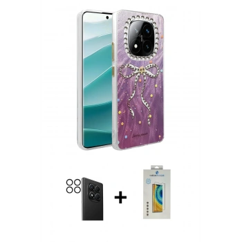 MARSİLYAN™- Redmi Note 14 Pro 4G Kılıf Zirve Modern Prime - Şeffaf Polymer Nano Ekran Koruyucu + PVD Metal Kamera Lens - SH