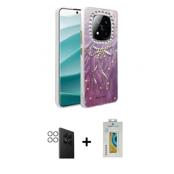 MARSİLYAN™- Redmi Note 14 Pro 4G Kılıf Zirve Modern Prime - Şeffaf Polymer Nano Ekran Koruyucu + PVD Metal Kamera Lens - GS