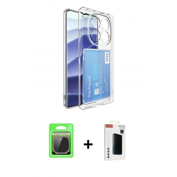 MARSİLYAN™- Redmi Note 14 Pro Plus Kılıf Doruk Klasik Koleksiyonu - Siyah Hayalet Polymer Nano Ekran Koruyucu + Raze Metal Kamera Lens - GS