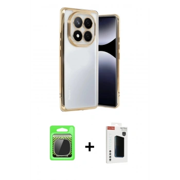 MARSİLYAN™- Redmi Note 14 Pro Plus Kılıf Vadi Minimal - Siyah Hayalet Polymer Nano Ekran Koruyucu + Raze Metal Kamera Lens - GS
