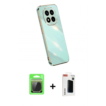 MARSİLYAN™- Redmi Note 14 Pro Plus Kılıf Yankı Serisi - Siyah Hayalet Polymer Nano Ekran Koruyucu + Raze Metal Kamera Lens - GS