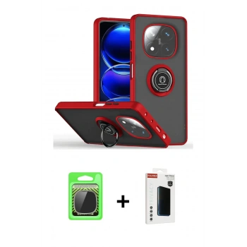 MARSİLYAN™- Redmi Note 14 Pro Plus Kılıf Yörünge Çizgi - Siyah Hayalet Polymer Nano Ekran Koruyucu + Raze Metal Kamera Lens - GS