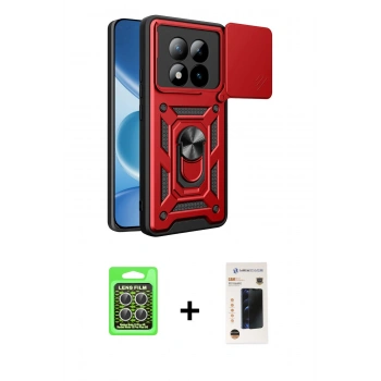 MARSİLYAN™- Redmi Note 15 Pro 5G Kılıf Ahenk Klasik - Siyah 3D Antistatik Hayalet Cam Ekran Koruyucu + Raze Metal Kamera Lens - GS