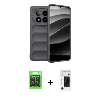 MARSİLYAN™- Redmi Note 15 Pro 5G Kılıf Atlas Koleksiyonu - Siyah 3D Antistatik Hayalet Cam Ekran Koruyucu + Raze Metal Kamera Lens - SH