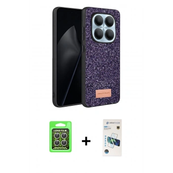 MARSİLYAN™- Redmi Note 15 Pro 5G Kılıf Vadi Klasik Serisi - Siyah 3D Antistatik Cam Ekran Koruyucu + Raze Metal Kamera Lens - GS