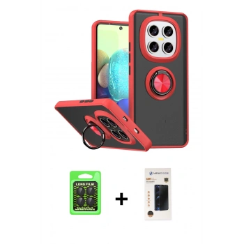 MARSİLYAN™- Redmi Note 15 Pro 5G Kılıf Yörünge Çizgi - Siyah 3D Antistatik Hayalet Cam Ekran Koruyucu + Raze Metal Kamera Lens - SH