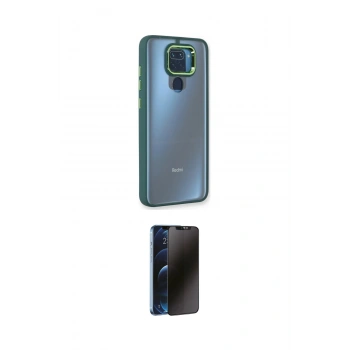 MARSİLYAN™- Redmi Note 9 Kılıf Eksen Doku Prime - Siyah 3D Antistatik Hayalet Cam Ekran Koruyucu