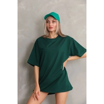 MARSiLYAN- Regular Fit Tişört Bisiklet Yaka Yazlık Kısa Kol Basıc T-Shirt - Yeşil