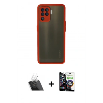 MARSİLYAN™- Reno 5 Lite Kılıf Ahenk Çizgi Serisi - Şeffaf Temperli Cam Ekran Koruyucu + Kamera Lens Koruma Cam - SF